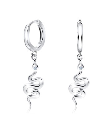 Snake Shaped CZ Silver Huggies Earring HO-2422